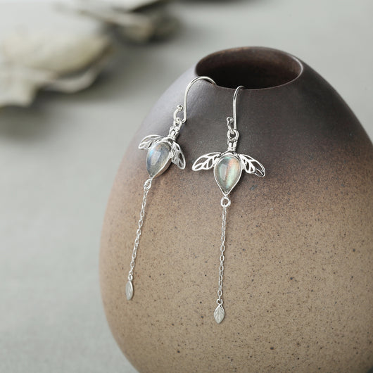 Aretes Piedra Lunar Tremella Versión Coreana para Mujer - Image 8