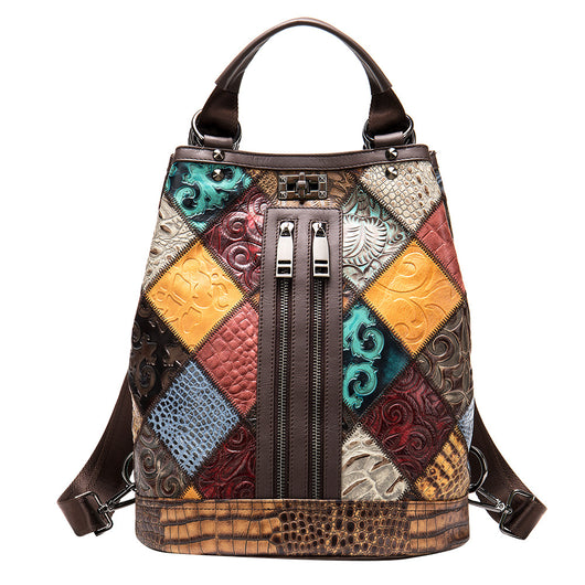 Mochila de Cuero Étnica para Mujer - Estilo Bohemio - Image 5