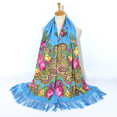 Pañuelo Étnico Largo con Borlas Estampado para Viajes - Image 10