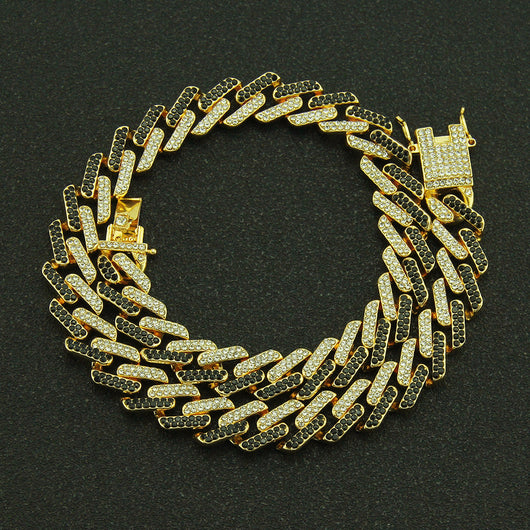 Collar Cadena Cubana Cuadrada con Diamantes Geométricos para Hombre - Image 5