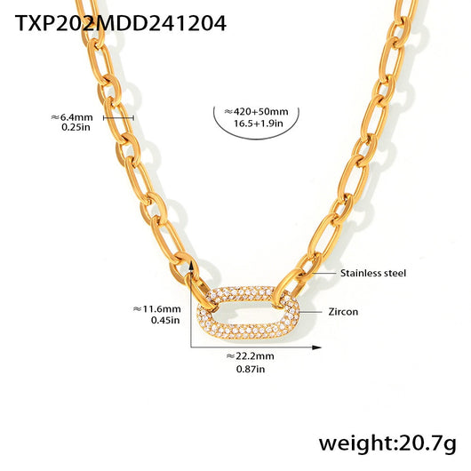 Conjunto de Collar y Pulsera de Acero Titanio con Circonitas Micro Incrustadas - Image 18