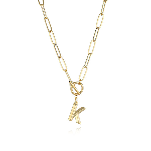 Collar de Letra Chapado en Oro Real Estilo Hip Hop - Image 17