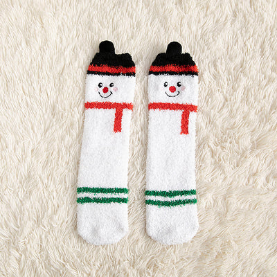 Calcetines Navideños Infantiles de Felpa Coral Antideslizantes con Diseños de Reno, Papá Noel y Muñeco de Nieve - Image 7
