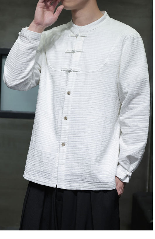 Camisa Retro Tang Chino - Algodón y Lino con Cierre Tradicional para Hombre - Image 22