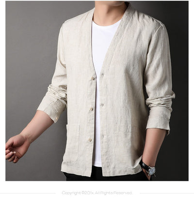 Camisa Casual Manga Larga Escote V para Hombre - Image 21