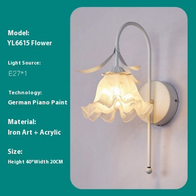 Lámpara de Pared Estilo Crema Flor de Orquídea para Mesita de Noche - Image 6