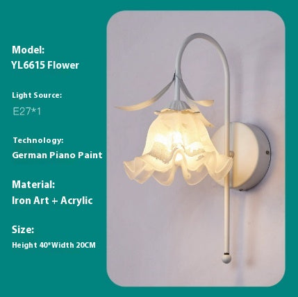 Lámpara de Pared Estilo Crema Flor de Orquídea para Mesita de Noche - Image 6