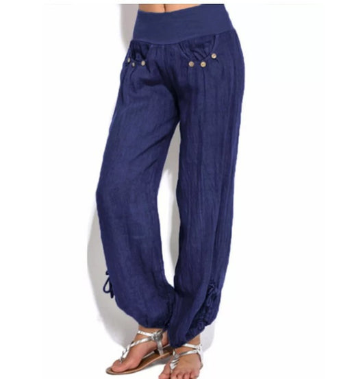 Pantalones Anchos Casuales con Botones Sueltos para Mujer - Image 21
