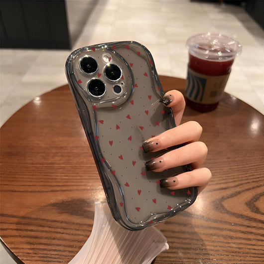 Funda para Celular con Patrón de Corazones Pintados en Crema - Image 9
