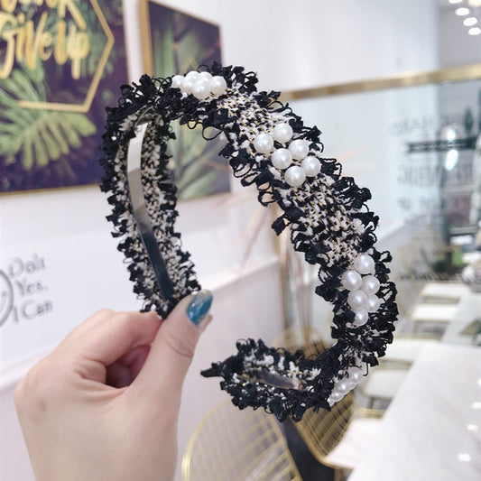 Diadema y Aro para Cabello con Borde Perforado y Cuentas