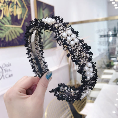 Diadema y Aro para Cabello con Borde Perforado y Cuentas