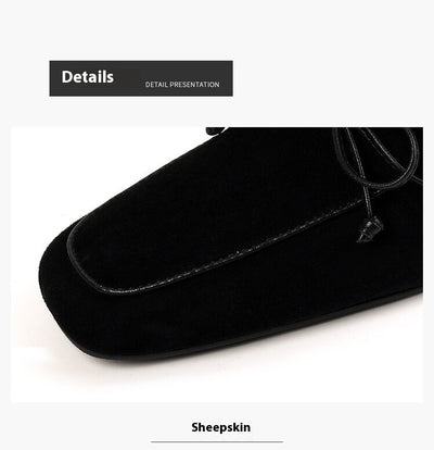 Zapatos de Tacón Grueso con Punta Cuadrada y Moño - Comodidad Premium en Cuero Dividido - Image 7