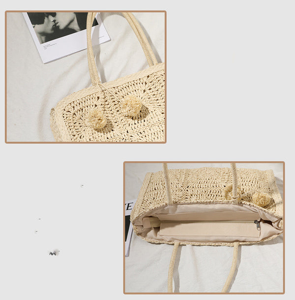Bolso Tejido a Mano en Lana - Bandolera Casual de Gran Capacidad