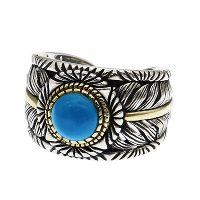 Anillo de Pluma Turquesa para Hombre - Diseño Exagerado y Audaz - Image 5