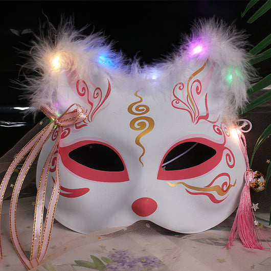 Máscara Luminosa de Zorro y Gato Bifronte con Plumas - Image 27