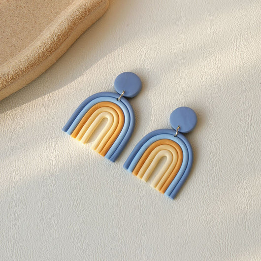 Aretes de Arcilla Polimérica Arcoíris Hechos a Mano Estilo Retro - Image 10