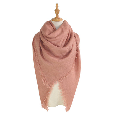 Chal Cuadrado de Colores Sólidos con Pashmina Larga - Image 15