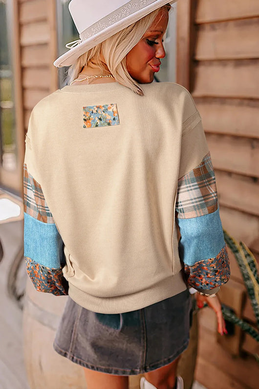 Suéter Pullover Casual para Mujer con Estampado de Parches en Mangas - Image 6