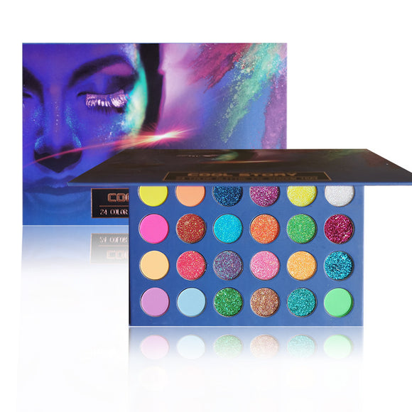 Paleta de 24 Sombras Luminosas con Acabado Mate y Fluorescente