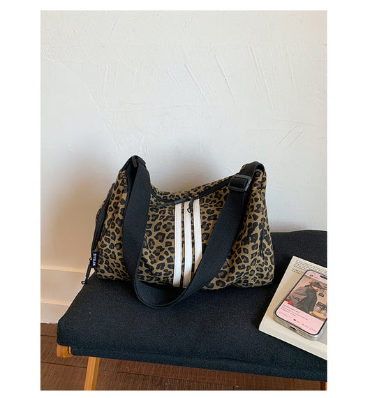 Bolso Mensajero Deportivo Estampado Leopardo Gran Capacidad - Image 27