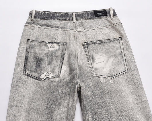 Jeans Ajustados Daddy con Desgarre y Efecto Gato Gris Claro - Image 25