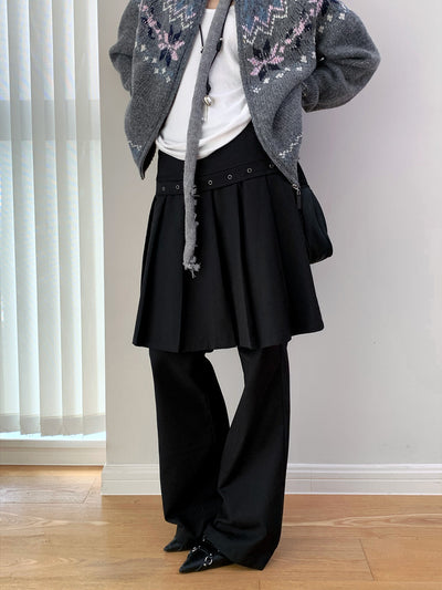Pantalón Casual Coreano Falsa Dos Piezas con Diseño de Peto - Image 7