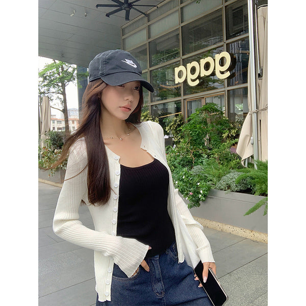 Cardigan Tejido Abotonado para Mujer con Chaleco Integrado