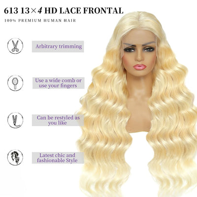 Peluca Sintética Ondas Grandes Encaje Frontal Tejido a Mano Cabello Largo Dorado - Image 14