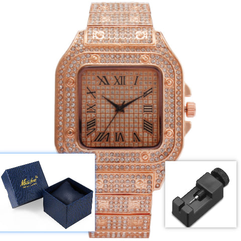 Reloj Elegante para Mujer con Diamantes Cuadrados y Degradado Romano - Image 8