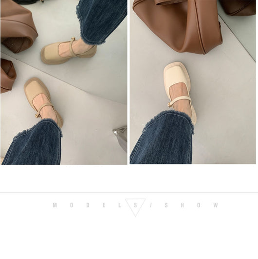 Zapatos de Cuero con Plataforma Estilo Británico para Mujer con Hebilla y Perla - Image 8