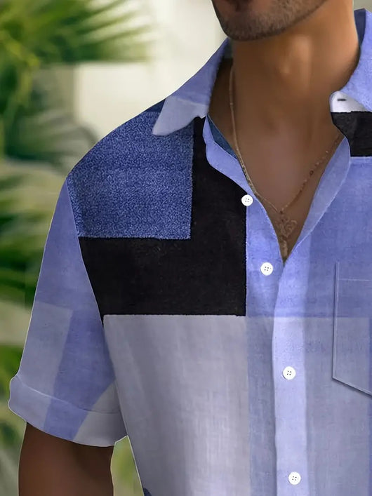 Playera Geométrica Retro con Contraste de Colores en 3D - Image 11