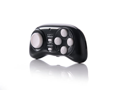 Black portable mini Bluetooth smart gamepad with an analog stick and four action buttons for mobile gaming. - Image 4