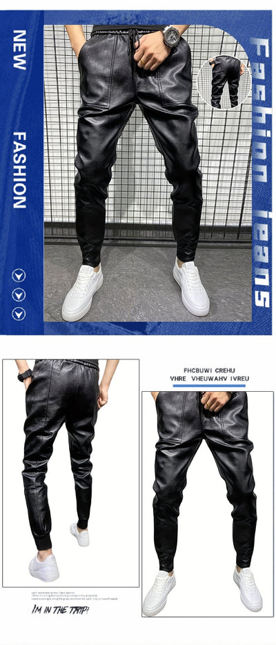 Pantalones de Cuero para Motocicleta Impermeables Ajustados Negro - Image 7