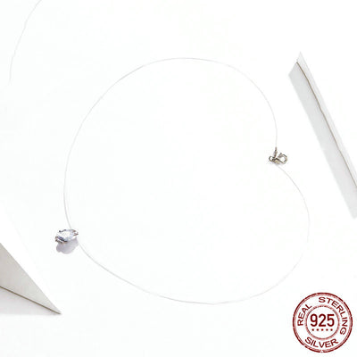 Collar Colgante de Moda Minimalista Línea de Pesca Plateada - Image 7