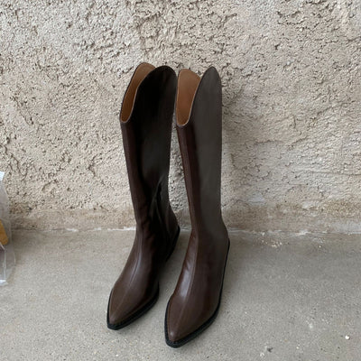 Botas Vaqueras Altas hasta la Rodilla con Tacón Grueso y Punta Fina para Mujer - Image 6