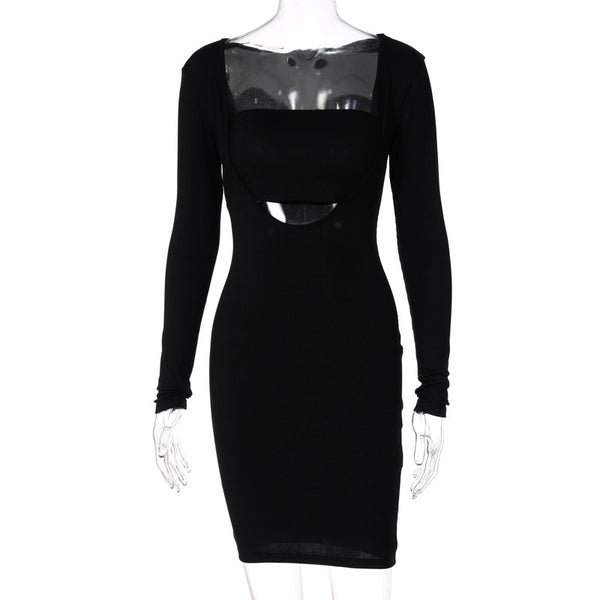 Vestido Ajustado con Escote Profundo y Pecho Envuelto de Manga Larga - Image 7