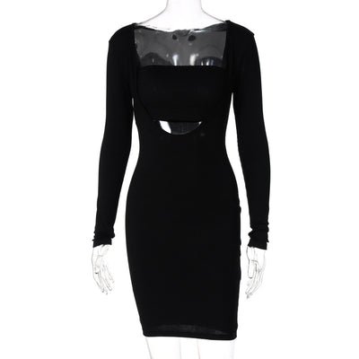 Vestido Ajustado con Escote Profundo y Pecho Envuelto de Manga Larga - Image 7