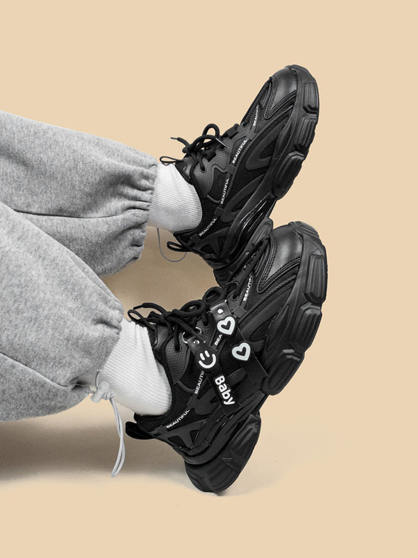 Zapatos Deportivos Plataforma para Mujer - Estilo Dad Shoes Negro