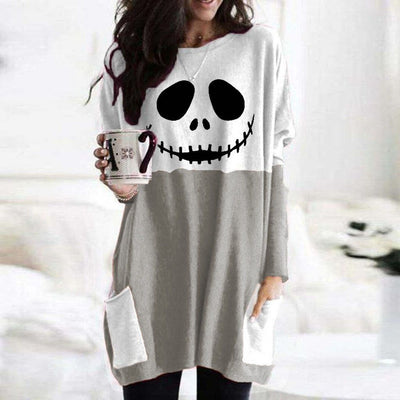 Blusa Larga Estampada para Halloween con Fantasma y Calabaza - Image 3