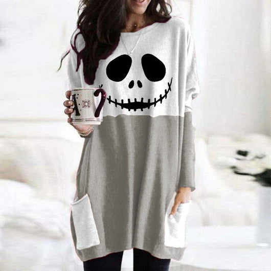 Blusa Larga Estampada para Halloween con Fantasma y Calabaza - Image 3