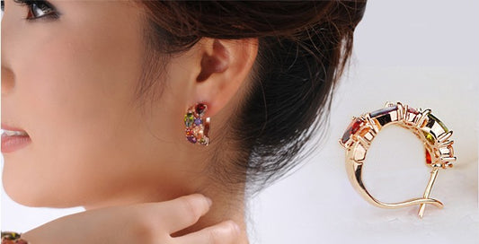 Juego de Joyas Floral Oro Rosa con Zirconia Cúbica Multicolor