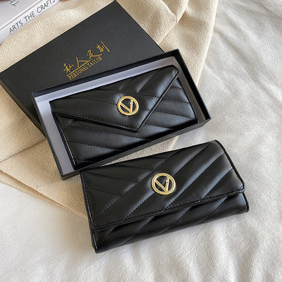 Billetera Mujer con Bordado Lingge - Diseño Elegante Dos Pliegues - Image 6