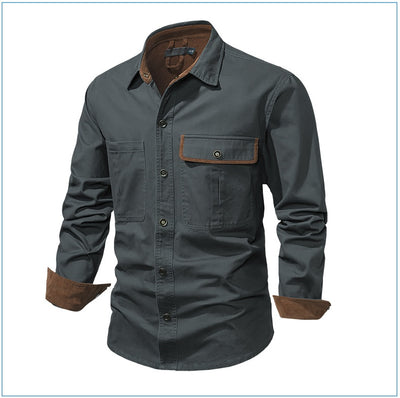 Camisa Polo de Manga Larga Algodón Lavado Tallas Grandes Hombre Color Sólido - Image 22