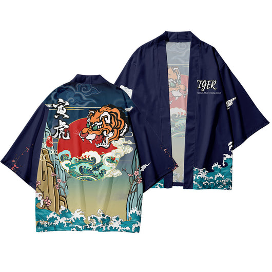 Camisa Haori Kimono Tradicional Estampado Tigre para Mujer - Image 4