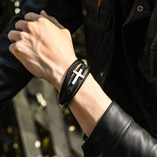 Pulsera de Acero Inoxidable con Cruz para Hombre - Image 12