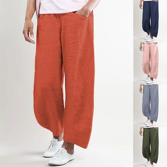 Pantalones de Lino y Algodón Anchos Modernos