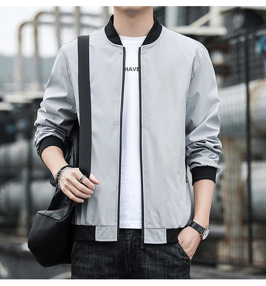 Chaqueta Hombre Primavera Otoño Cuello Alto Diseño Liso - Image 19