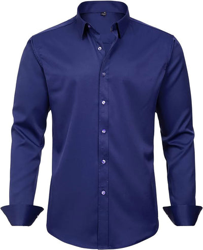 Camisa Elástica de Talla Grande para Hombre de Manga Larga - Image 29