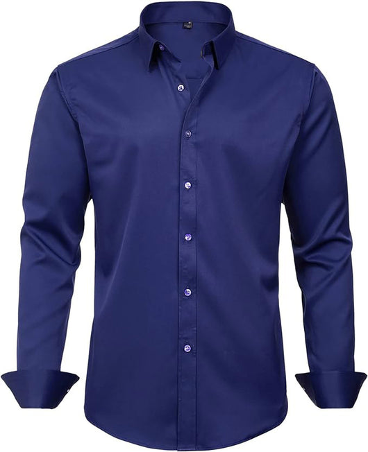Camisa Elástica de Talla Grande para Hombre de Manga Larga - Image 29
