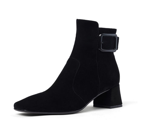 Botas Tobilleras de Tacón Grueso con Hebilla de Cuero Estilo Retro - Image 7